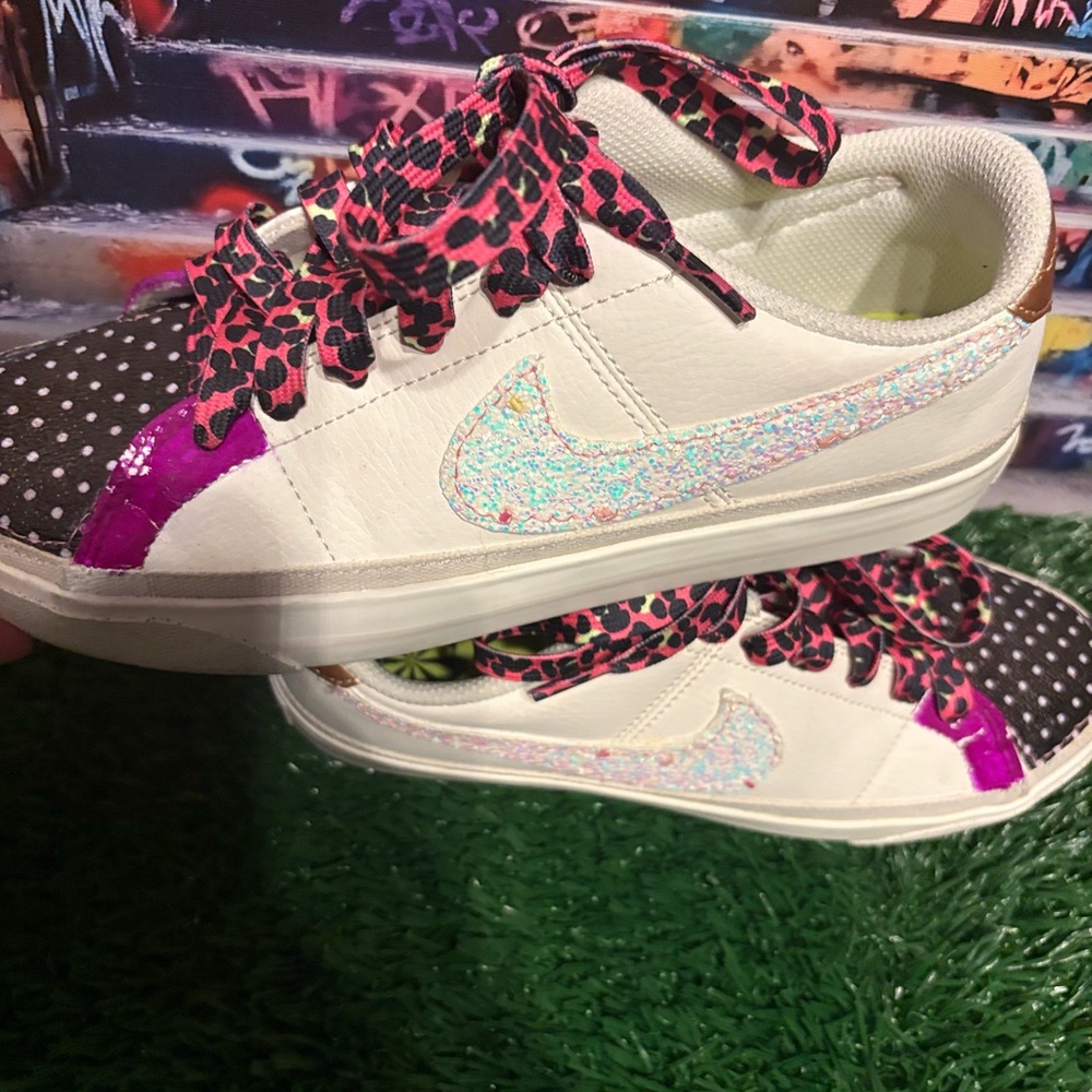 Nike White and Pink Athletic Shoes custom